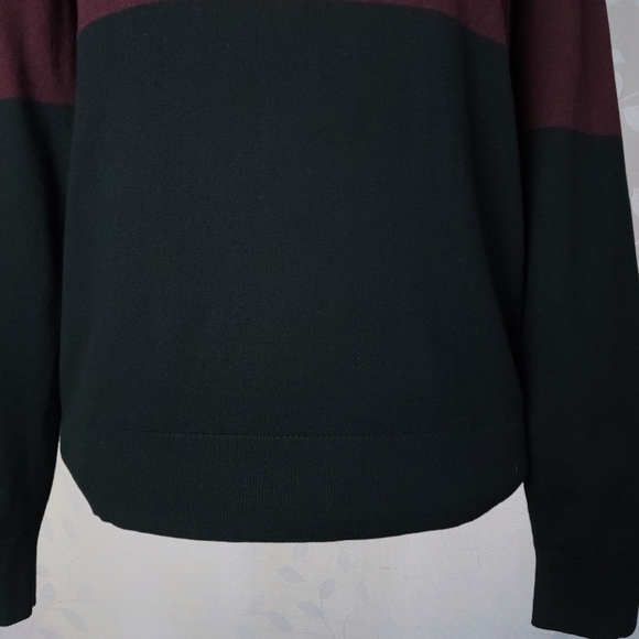 Banana Republic Quarter Zip Sweater 90s Stripe Black Red Pima Cotton Cashmere Sm - Picture 12 of 14